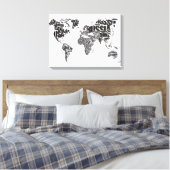 Wereldkaart in Typografie Canvas Afdruk (Insitu (Slaapkamer))