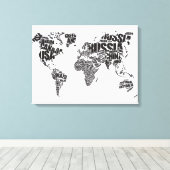 Wereldkaart in Typografie Canvas Afdruk (Insitu (Houten vloer))