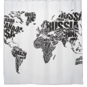 wereldkaart in Typografie Douchegordijn (Voorkant)