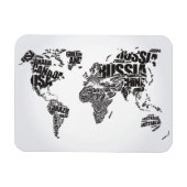 Wereldkaart in Typografie Magneet (Horizontaal)