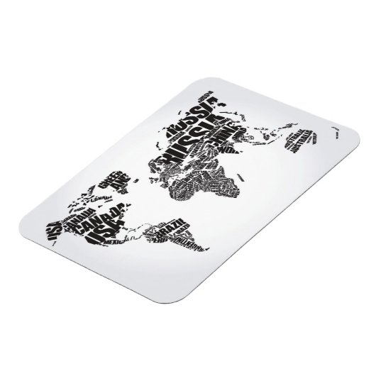 Wereldkaart in Typografie Magneet (Linkerzijde)