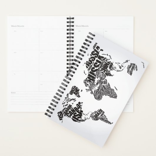 Wereldkaart in Typografie Planner (Display)