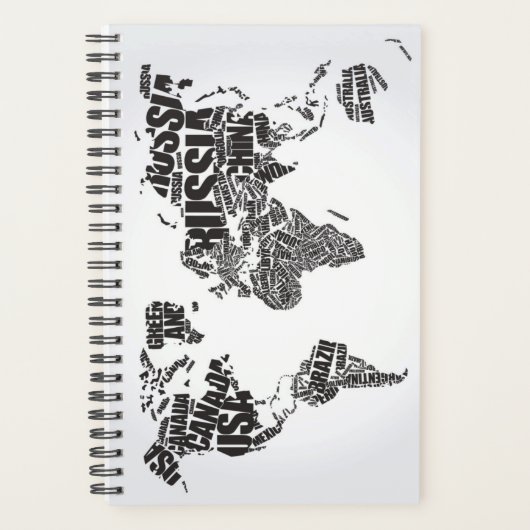 Wereldkaart in Typografie Planner (Voorkant)