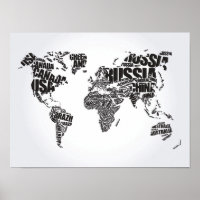 Wereldkaart in Typografie