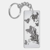 wereldkaart in Typografie Sleutelhanger (Voorkant Links)