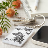 wereldkaart in Typografie Sleutelhanger (Voorkant Rechts)