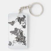wereldkaart in Typografie Sleutelhanger (achterkant)
