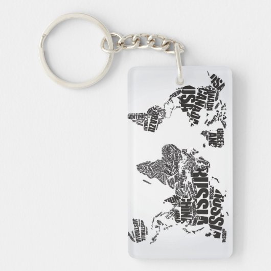 wereldkaart in Typografie Sleutelhanger (Voorkant)