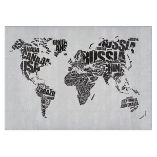 wereldkaart in Typografie Snijplank