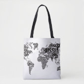 wereldkaart in Typografie Tote Bag (Voorkant)