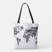 wereldkaart in Typografie Tote Bag (Achterkant)