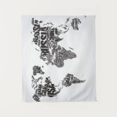 wereldkaart in Typografie Wandkleed (Voorkant)