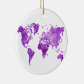 Wereldkaart in waterverf 08 Paars Keramisch Ornament (Rechts)