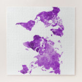 Wereldkaart in waterverf 08 Paars Legpuzzel (Horizontaal)