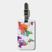 wereldkaart in Waterverf Bagagelabel (Voorkant verticaal)