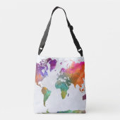 wereldkaart in Waterverf Crossbody Tas (Achterkant)