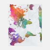 wereldkaart in Waterverf Fleece Deken (Voorkant)