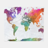 wereldkaart in Waterverf Fleece Deken (Voorkant (Horizontaal))