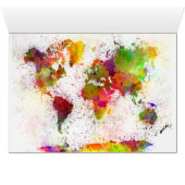 Wereldkaart in waterverf geel en groen (Binenzijde Horizontaal (Onderkant))