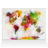 Wereldkaart in waterverf geel en groen (Binnen Horizontaal (Boven))