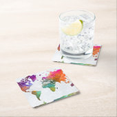 wereldkaart in Waterverf Kartonnen Onderzetters (Insitu)