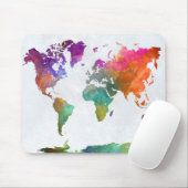 wereldkaart in Waterverf Muismat (Met muis)