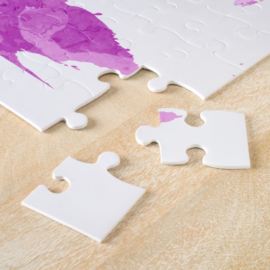 Wereldkaart in waterverf Paars Legpuzzel (Zijkant)