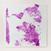 Wereldkaart in waterverf Paars Legpuzzel (Horizontaal)