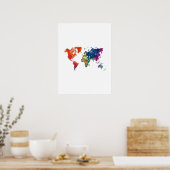 Wereldkaart in waterverf poster (Keuken)