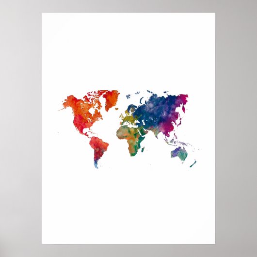 Wereldkaart in waterverf poster (Voorkant)