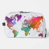 Wereldkaart in Waterverf Toilettasje (Voorkant)