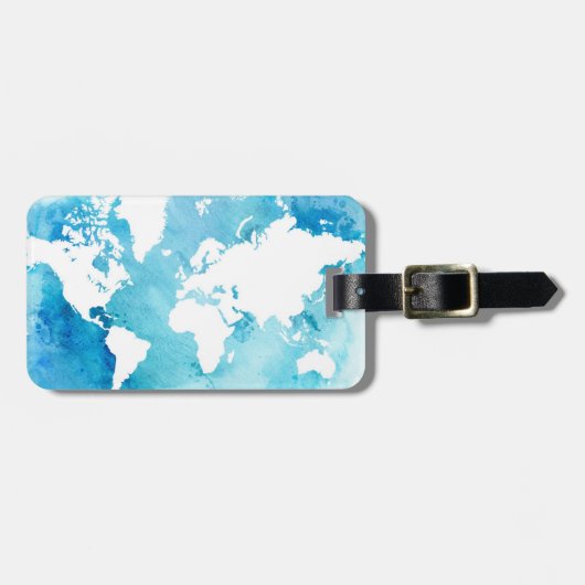 wereldkaart in Waterverf vervagen Bagagelabel (Voorkant horizontaal)