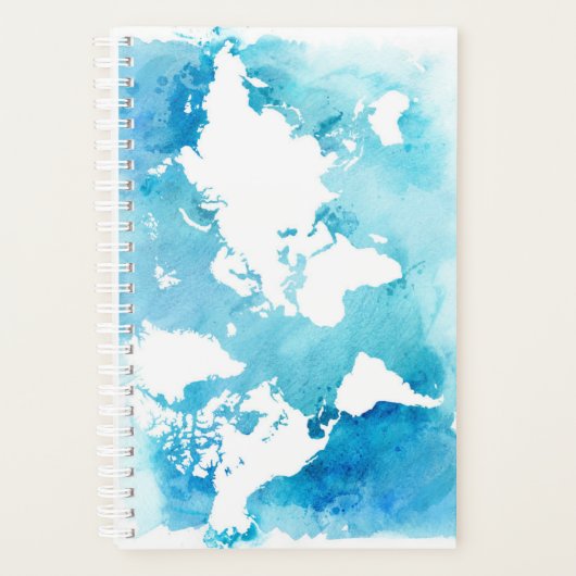 Wereldkaart in Waterverf vervagen Planner (Voorkant)