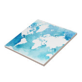 wereldkaart in Waterverf vervagen Tegeltje (Zijkant)