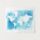 wereldkaart in Waterverf vervagen Wandkleed (Voorkant (horizontaal))