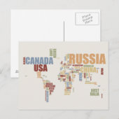 Wereldkaart in woorden briefkaart (Voorkant / Achterkant)