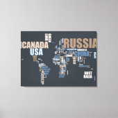 Wereldkaart in woorden canvas afdruk (Voorkant)