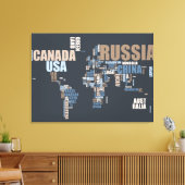 Wereldkaart in woorden canvas afdruk (Insitu (Woonkamer))