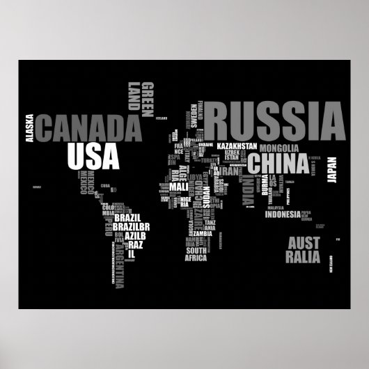 Wereldkaart in woorden poster (Voorkant)