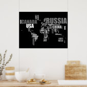 Wereldkaart in woorden poster (Keuken)