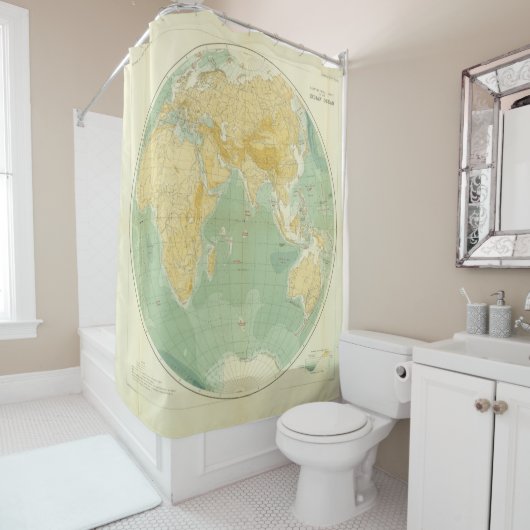 wereldkaart Indische Oceaan, Europa, Azië, Afrika Douchegordijn (In situ)