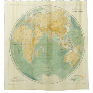 wereldkaart Indische Oceaan, Europa, Azië, Afrika Douchegordijn