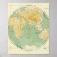Wereldkaart Indische Oceaan, Europa, Azië, Afrika