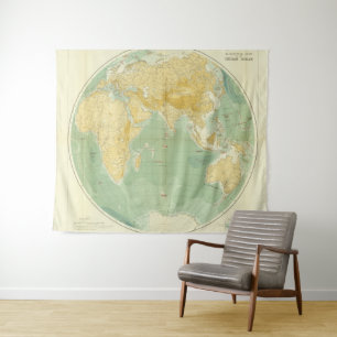 Wereldkaart Indische Oceaan, Europa, Azië, Afrika Wandkleed