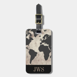 wereldkaart  Initiaal Bagagelabel