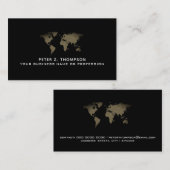 wereldkaart internationale handel zwart visitekaartje (Voorkant / Achterkant)