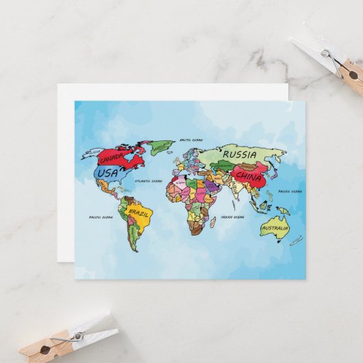 Wereldkaart Kaart (Voorkant / Achterkant in situ)