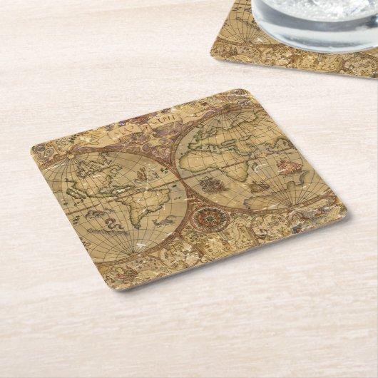  Wereldkaart Kartonnen Onderzetters (Schuin)