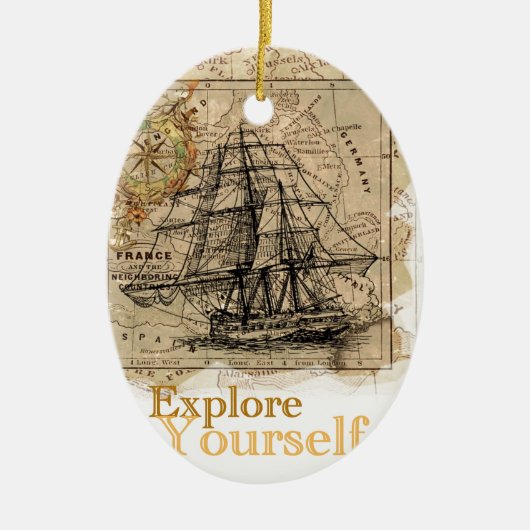 Wereldkaart Keramisch Ornament (Voorkant)