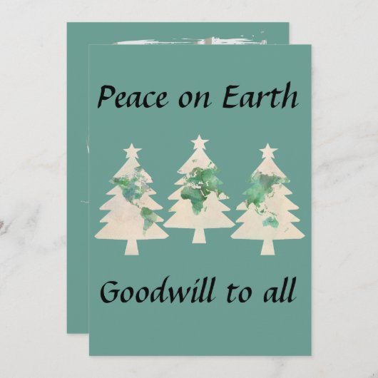 Wereldkaart kerstbomen Kaart (Voorkant / Achterkant)